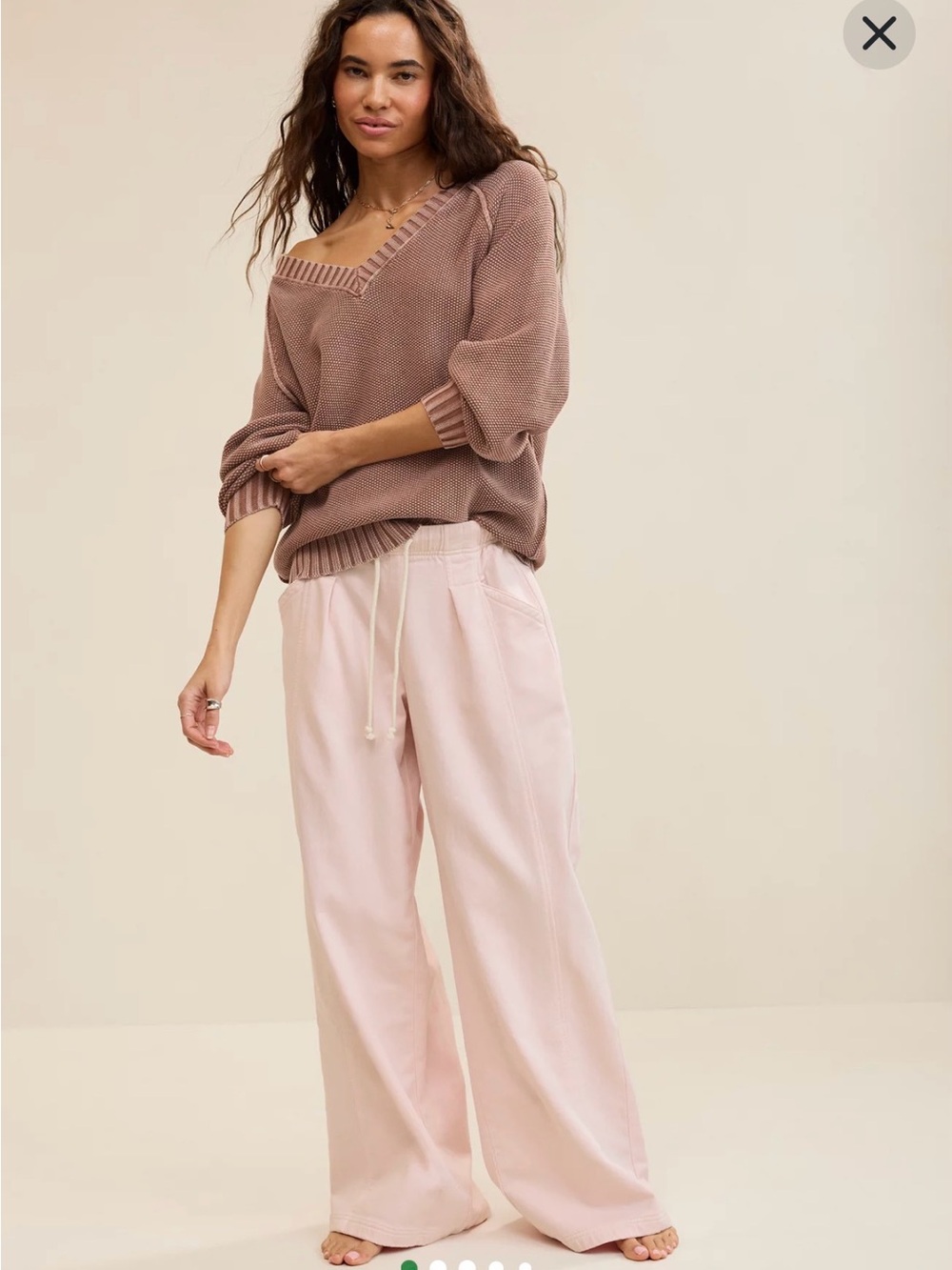 Aerie Daydream Denim Stretch Trouser in petal pink